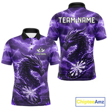 Load image into Gallery viewer, Lightning Dragon Purple Dartboard Custom Dart Men Polo Shirt Outfits Dart Jerseys NYN1786