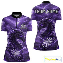 Load image into Gallery viewer, Lightning Dragon Purple Dartboard Custom Dart Men Polo Shirt Outfits Dart Jerseys NYN1786