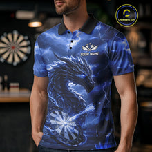 Load image into Gallery viewer, Lightning Dragon Blue Dartboard Custom Dart Men Polo Shirt Outfits Dart Jerseys NYN1787