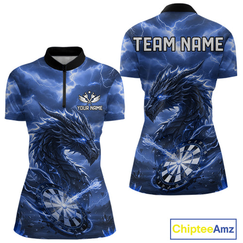 Lightning Dragon Blue Dartboard Custom Dart Men Polo Shirt Outfits Dart Jerseys NYN1787
