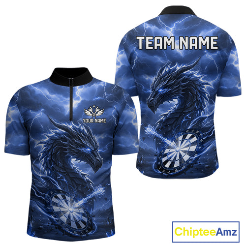 Lightning Dragon Blue Dartboard Custom Dart Men Polo Shirt Outfits Dart Jerseys NYN1787
