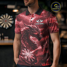 Load image into Gallery viewer, Lightning Dragon Red Dartboard Custom Dart Men Polo Shirt Outfits Dart Jerseys NYN1788