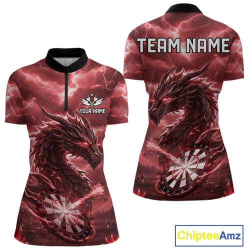 Lightning Dragon Red Dartboard Custom Dart Men Polo Shirt Outfits Dart Jerseys NYN1788