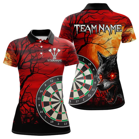 Custom Wolf With Red Eyes Dartboard Dart Shirts For Women Outfits Dart Tournament Gifts NYN0039
