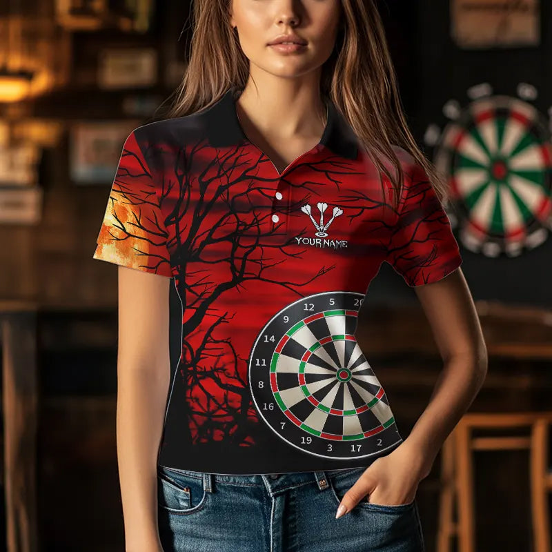 Custom Wolf With Red Eyes Dartboard Dart Shirts For Women Outfits Dart Tournament Gifts NYN0039