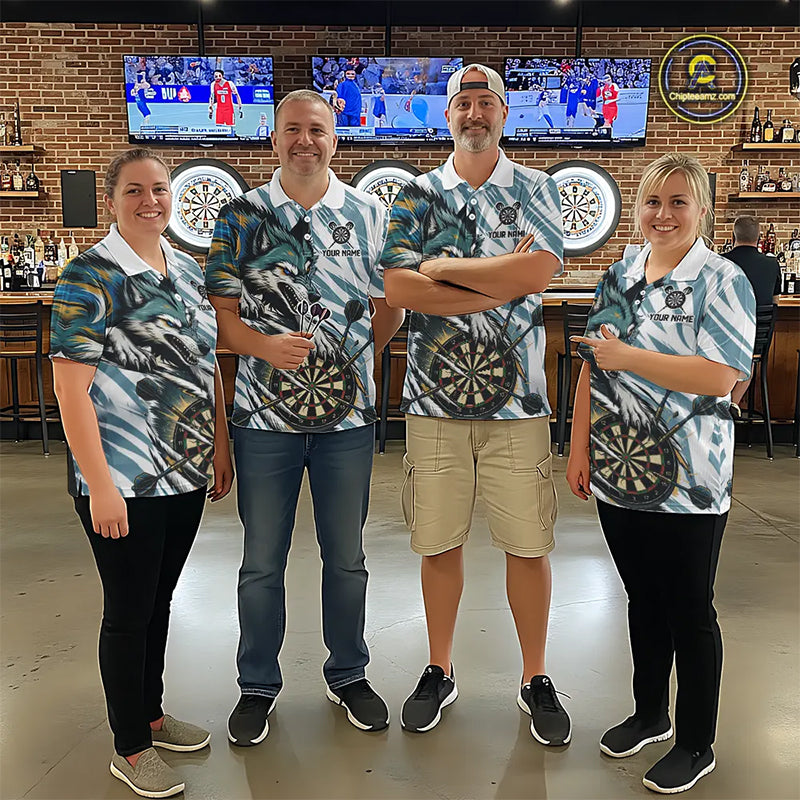 Personalized Cracked Darts Polo & Quarter Zip Shirt Custom Funny Wolf Claws Darts Attire For Women NYN2950