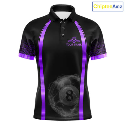 Black&Purple Thunder Lightning 8 Ball Pool Billiard Jerseys For Men Custom Billiard Team Shirt NYN3158