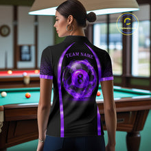 Load image into Gallery viewer, Black&amp;Purple Thunder Lightning 8 Ball Pool Billiard Jerseys For Women Custom Billiard Team Shirt NYN3158