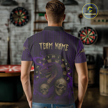 Load image into Gallery viewer, Purple Dripping Cobra Dartboard Custom Men&#39;s Polo Darts Shirt Grunge Skull Darts Jersey NYN1797