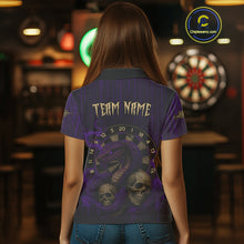 Load image into Gallery viewer, Purple Dripping Cobra Dartboard Custom Women Polo Darts Shirt Grunge Skull Darts Jersey NYN1797