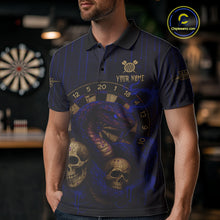 Load image into Gallery viewer, Blue Dripping Cobra Dartboard Custom Men&#39;s Polo Darts Shirt Grunge Skull Darts Jersey NYN1798
