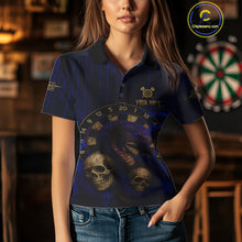 Load image into Gallery viewer, Blue Dripping Cobra Dartboard Custom Women Polo Darts Shirt Grunge Skull Darts Jersey NYN1798