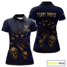 Load image into Gallery viewer, Blue Dripping Cobra Dartboard Custom Women Polo Darts Shirt Grunge Skull Darts Jersey NYN1798