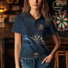 Load image into Gallery viewer, Blue Dripping Cobra Dartboard Custom Women Polo Darts Shirt Grunge Skull Darts Jersey NYN1799