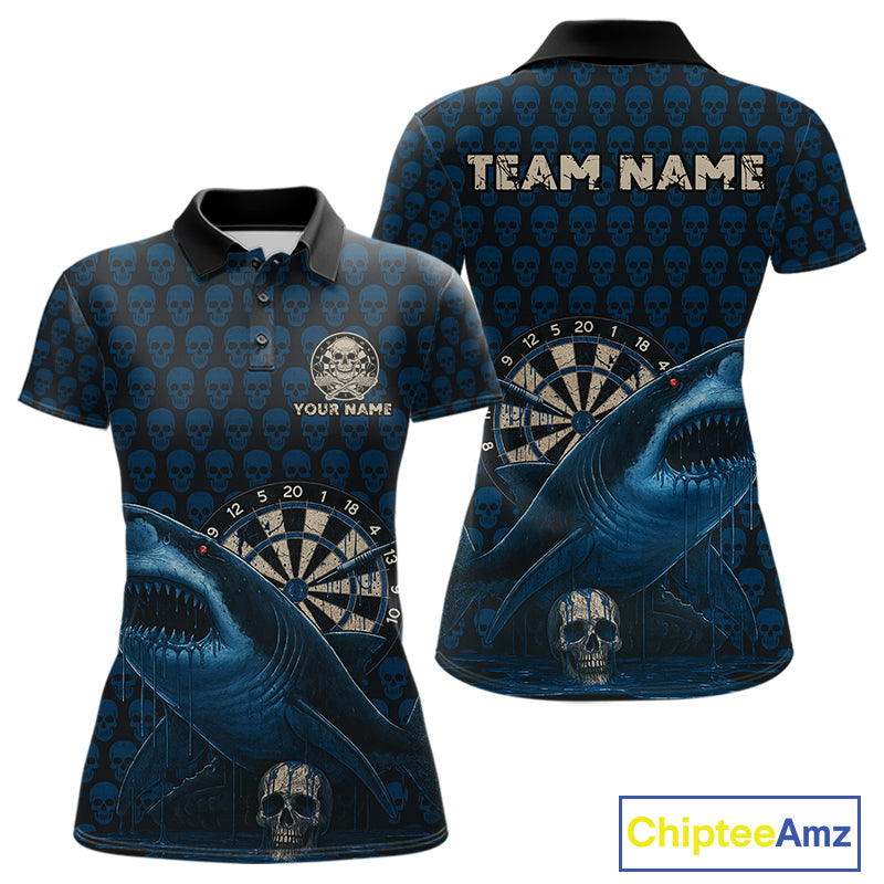 Blue Dripping Cobra Dartboard Custom Women Polo Darts Shirt Grunge Skull Darts Jersey NYN1799