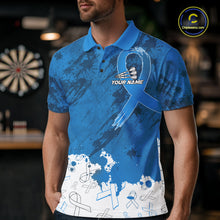 Load image into Gallery viewer, White &amp; Blue Grunge Ribbons Pattern Prostate Cancer Dart Shirt For Men Custom Dart Team Jerseys NYN3348