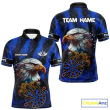 Load image into Gallery viewer, American flag eagle darts polo shirt for men patriotic dart team jersey