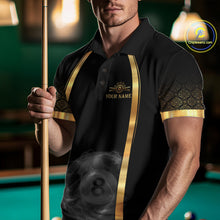 Load image into Gallery viewer, Black &amp; Gold Thunder Lightning Yellow 8 Ball Pool Billiard Jerseys For Men Custom Billiard Team Shirt NYN2752