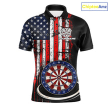 Load image into Gallery viewer, Custom Funny Rich Eagle Grunge US Flag Darts Polo Shirts For Men Patriotic Darts Team Jerseys NYN2757