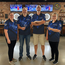Load image into Gallery viewer, Blue Hexagon Pattern Thunder Lightning Mens Darts Shirt Personalized Dart Team Jerseys For Darters NYN3164