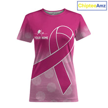 Load image into Gallery viewer, Pink ribbon pickleball tshirt for women breast cancer pickleball apparel