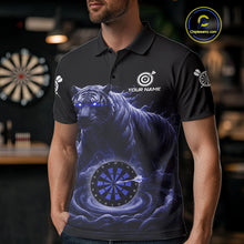 Load image into Gallery viewer, Custom Blue Smokes Funny Tiger Dartboard Men Darts Polo Shirt, Outfits Dart Jerseys NYN1811