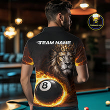 Load image into Gallery viewer, Yellow Flames Crown Lion Pool 8 Ball Men Billiard Polo &amp; 1/4-Zip Shirt Custom Billiard Attire NYN2605