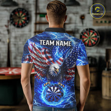 Load image into Gallery viewer, Patriotic Eagle Blue Flames Thunder Dartboard Men Darts Polo Shirt Custom US Flag Darts Jersey NYN2607