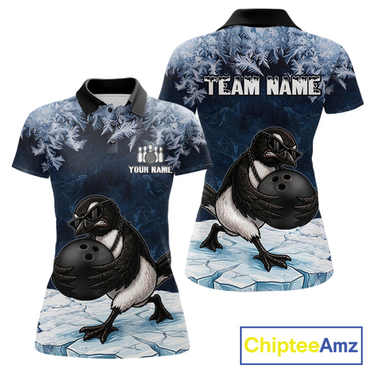Funny Great Auk Icy Bowling Ball Shirts For Women Custom Snowflake Bowling Jersey, Gift For Bowlers NYN3172