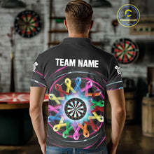Load image into Gallery viewer, Multicolor Ribbon Circle Dartboard Custom Breast Cancer Awareness Darts Men Polo Shirt NYN1831