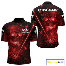 Load image into Gallery viewer, Lightning Red Butterflies Skull Dartboard Custom Men Darts Quarter-Zip Shirt Dart Jerseys NYN1849
