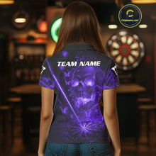 Load image into Gallery viewer, Lightning Purple Butterflies Skull Dartboard Custom Women Darts Polo Shirt Dart Jerseys NYN1850