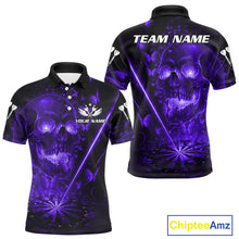 Load image into Gallery viewer, Lightning Purple Butterflies Skull Dartboard Custom Men Darts Polo Shirt Dart Jerseys NYN1850