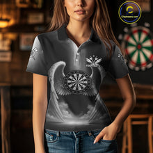 Load image into Gallery viewer, Grey Silver Wings Dartboard &amp; Arrow Custom Women Darts Polo Shirt Outfits Dart Jerseys NYN1858