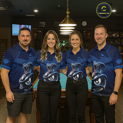 Personalized Funny 8 Ball Pool Cobra Snake Billiard Shirts For Women Billiard Polo & 1/4-Zip Jerseys NYN2988
