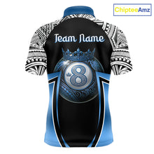 Load image into Gallery viewer, Blue Tribal 8 Ball Billiard Shirt For Men Personalized Tribal Pool Polo &amp; 1/4-Zip Team Jersey NYN2984