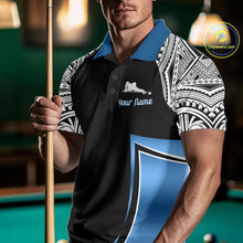 Load image into Gallery viewer, Blue Tribal 8 Ball Billiard Shirt For Men Personalized Tribal Pool Polo &amp; 1/4-Zip Team Jersey NYN2984