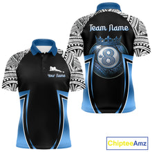 Load image into Gallery viewer, Blue Tribal 8 Ball Billiard Shirt For Men Personalized Tribal Pool Polo &amp; 1/4-Zip Team Jersey NYN2984