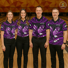 Load image into Gallery viewer, Custom Purple Tribal Pattern Polynesian Eagle Bowling Women Polo Quarter-Zip Shirts, Bowling Team Attire NYN3689