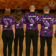 Load image into Gallery viewer, Custom Purple Tribal Pattern Polynesian Eagle Bowling Women Polo Quarter-Zip Shirts, Bowling Team Attire NYN3689
