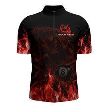 Load image into Gallery viewer, Custom Red Flaming Grim Reaper 8 Ball Billiard Pool Shirts For Men Bowling Polo &amp; 1/4-Zip Jersey NYN2775