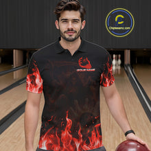 Load image into Gallery viewer, Personalized Red Flaming Grim Reaper Bowling Team Shirts For Women Bowling Polo &amp; 1/4-Zip Jersey NYN2776