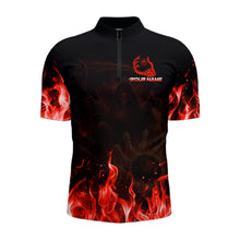 Load image into Gallery viewer, Personalized Red Flaming Grim Reaper Bowling Team Shirts For Women Bowling Polo &amp; 1/4-Zip Jersey NYN2776