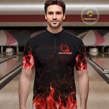 Load image into Gallery viewer, Personalized Red Flaming Grim Reaper Bowling Team Shirts For Women Bowling Polo &amp; 1/4-Zip Jersey NYN2776