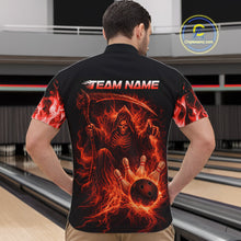 Load image into Gallery viewer, Personalized Red Flaming Grim Reaper Bowling Team Shirts For Women Bowling Polo &amp; 1/4-Zip Jersey NYN2776
