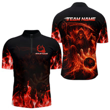 Load image into Gallery viewer, Personalized Red Flaming Grim Reaper Bowling Team Shirts For Women Bowling Polo &amp; 1/4-Zip Jersey NYN2776