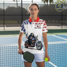 Load image into Gallery viewer, Custom Grim Reaper Motorcycle Pickleball Jersey For Women Patriotic Pickleball Paddle Shirts NYN2132