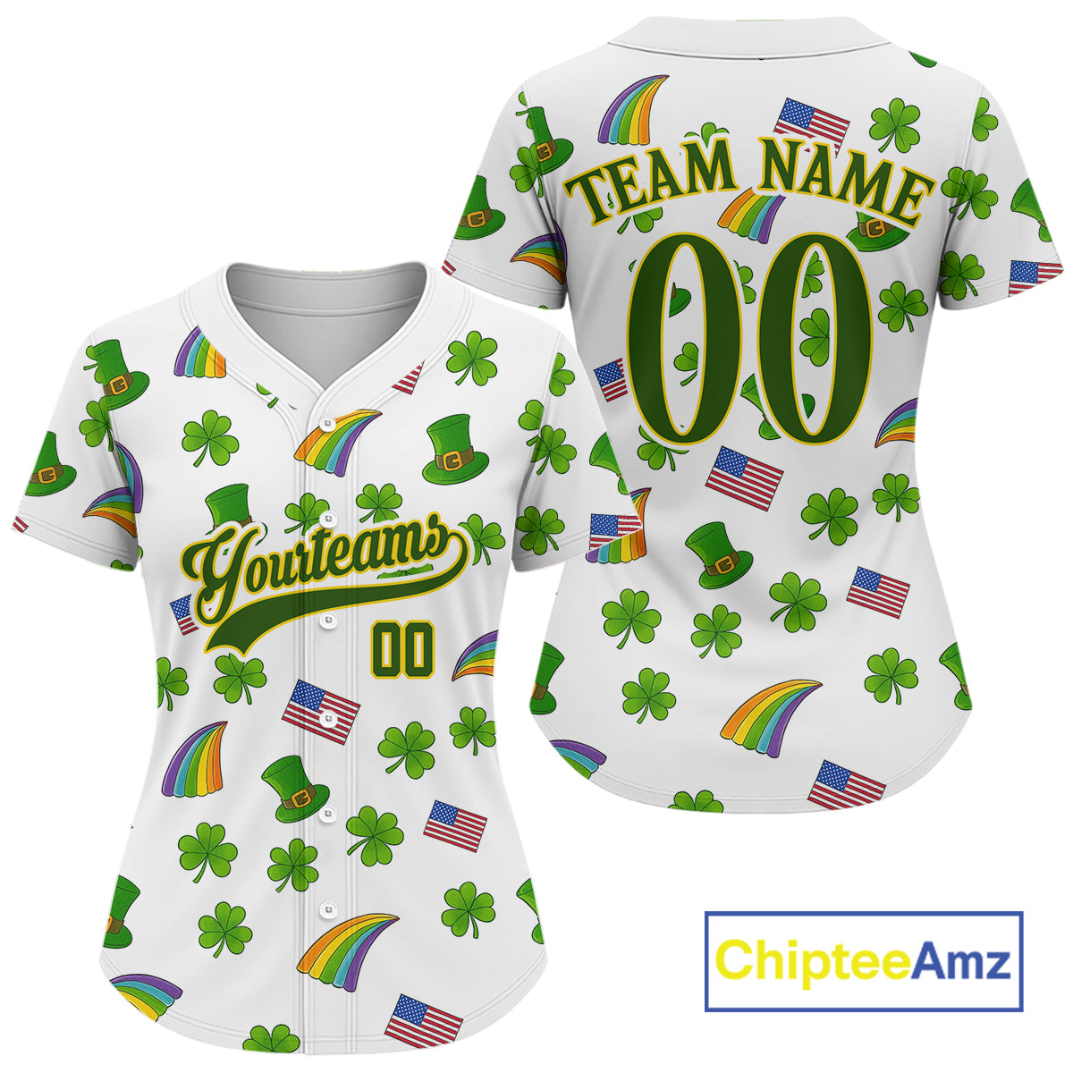 Custom US Flag Patrick Day Baseball Shirt For Women Shamrock Baseball Team Jerseys NYN1594