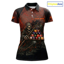 Load image into Gallery viewer, Custom Black And Gold 8 Ball 9 Ball Break Glass Billiard Shirt For Women, Pool Billiard Clothes Jersey NYN3019