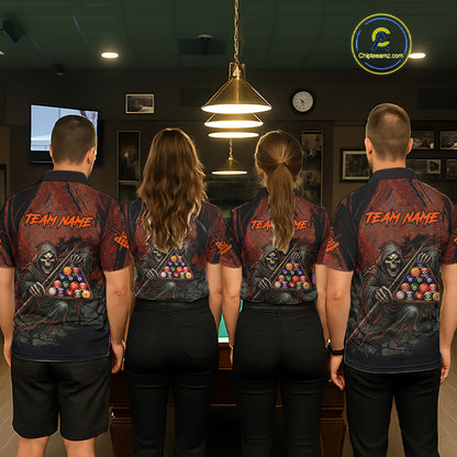 Custom Black And Gold 8 Ball 9 Ball Break Glass Billiard Shirt For Women, Pool Billiard Clothes Jersey NYN3019